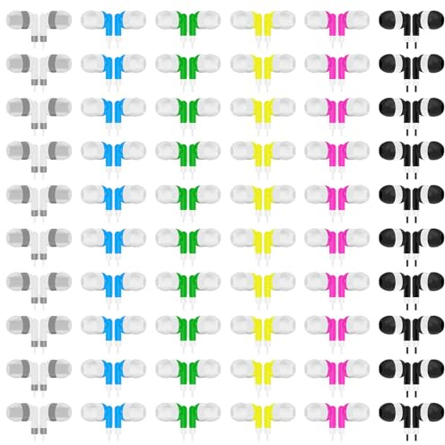 ZHENWAY Earbuds Bulk Classroom Headphones Wired in Ear Disposable Student Earphones for Students for Classroom School Library (60 Pack)