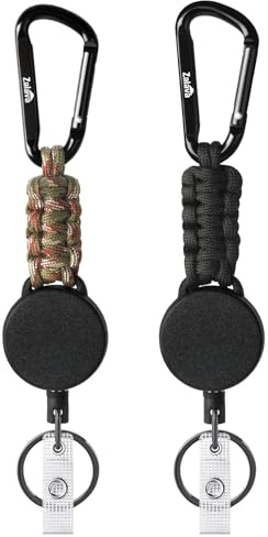 Zalava Lot de 2 porte-clés extensibles avec fil d'acier renforcé de 60 cm et revêtement antioxydant, avec mousqueton en aluminium