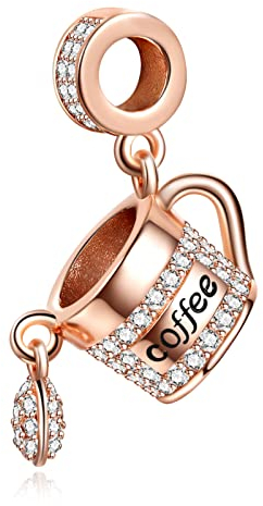 Doyafer 925 Sterling Silber Anhänger Charms Hobby Roségold Kaffeetasse für Frauen Armbänder Halskette Geschenk
