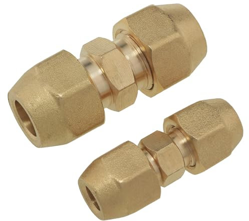 FMHXG Lot de 2 tuyaux en cuivre sans soudure 2/1/4 3/3/8 avec écrou de connexion raccord pour systèmes de carburant, gaz, plomberie, réfrigération, aspiration, meubles, projets de bricolage