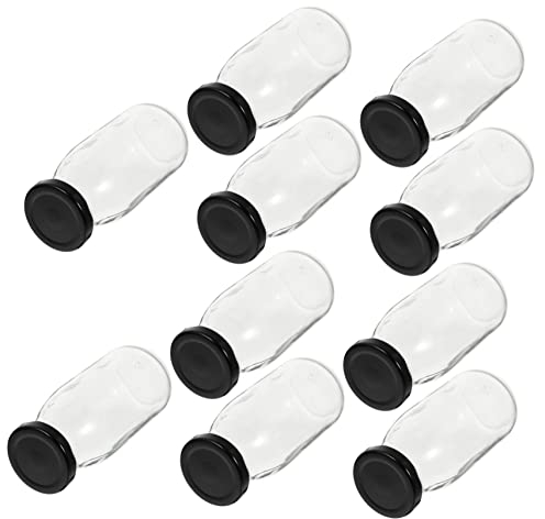Mikinona Bouteille De Yaourt En Verre De 250 Ml Récipient Pour Boissons Petite Bouteille En Verre Bouchon De Bouteille De Pudding 10 Pièces/kit