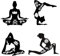 PLIGREAT 4 Pcs Yoga Bewegung Wandtattoo DIY Schwarz Mandala Lotus Abnehmbare Vinyl Aufkleber für Yoga Center Schlafzimmer Zen Raum Meditation Home Hintergrund Wandkunst Dekor Yoga Liebhaber Geschenk