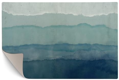 murando - Vinyl Teppich 90x60 cm - PVC Küchenteppich für Wohnzimmer Schlafzimmer Outdoor Läufer Küche Vinylteppich Dünn rutschfest Balkonteppich Design Abstrakt Pastell Blau Grau Ombre f-A-0914-bi-a