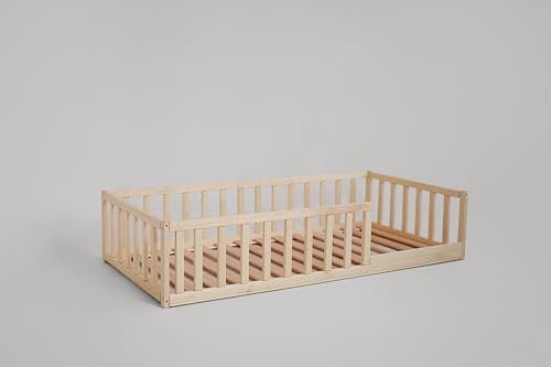 HomeForDreams H4D-25: Cama de Suelo para niños pequeños, Estructura de Cama Inspirada en Montessori para Promover la Independencia de los niños pequeños (Madera Natural, 190x135cm)