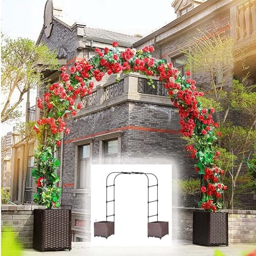 RAABYU Metal Garden With Plant Box Arch, Black Heavy Duty Arch Planter With 2 Pot Boxes For Various Climbing Plants party decorations