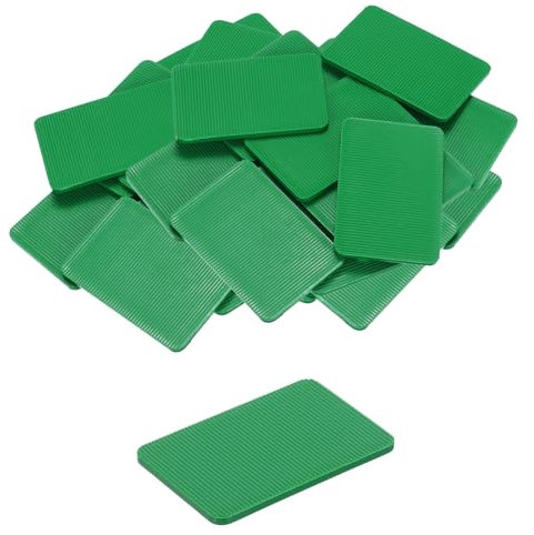 QUARKZMAN 100 Pezzi Spessori in Plastica 60 x 40 x 3 mm Distanziatori Piastrelle Squadrette Angolari Blocco Sottotetto Cunei Mobili Pannelli Plastica Esterno Rigida, Verde