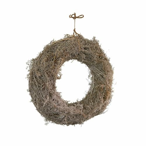 Loberon Kranz Percevaux, Handgebunden, zum Hängen oder Legen, Natürliches Design, Türkranz, Dekoration, Tischdeko, Rattan, Artemisia, braun