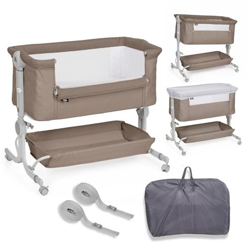 ms BabyWorld – Minicuna Colecho Comfy – Regulable multialturas y reclinable | Colchón Incluido | Mosquitera de Serie | Seguridad y Confort para bebé