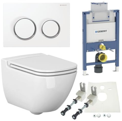 Geberit Spülkasten Omega 82 cm Ference WC spülrandlos Betätigungsplatte WC Sitz SoftClose Set