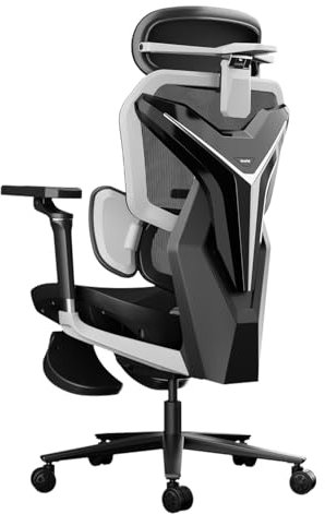AutoFull G7 Ergonomischer Gaming Stuhl, Gaming-Stuhl mit Dynamischer Lendenstütze, 720° Doppelachsen-Dreharmlehnen, 140° Rückenlehnen-Neigung & 4D-Nackenkissen (Schwarz)