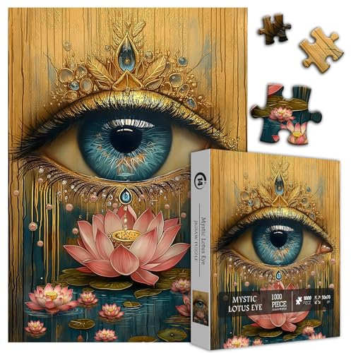 Lotus Eye Puzzles für Erwachsene 1000 Teile, Blumenaugen Kunst Thema, Vintage Schöne Unmögliche Herausfordernde Puzzles