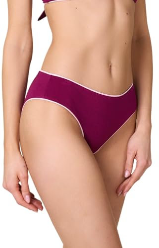 Goldenpoint Donna Costume da Bagno Blog - Parte Bassa del Bikini - Slip Fianco Medio Reversibile Bicolor con Profili in Contrasto Taglia L Colore Viola