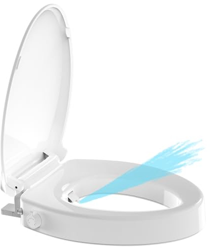 Aünsffer Rialzo per sedile WC da 7,4 cm, con funzione bidet, alzata allungata da 47 cm, lavaggio bidet + lavaggio femmina 2 modalità, senza acqua fredda elettrica, per anziani disabili e incinte
