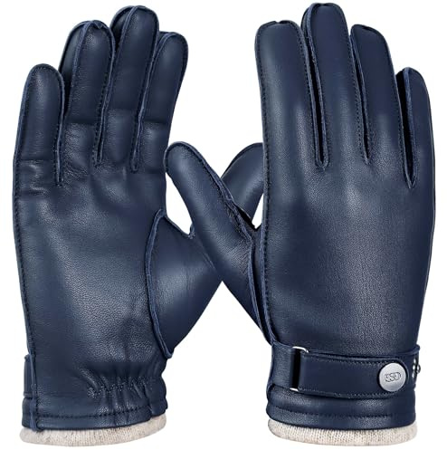 GSG SINCE 1998 Lederhandschuhe Herren Winter Touchscreen | warme Lammleder Handschuhe gefüttert mit Wolle für Business und Autofahren
