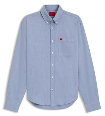 HUGO Herren Evito Slim-Fit Hemd aus Oxford-Baumwolle Blau XL