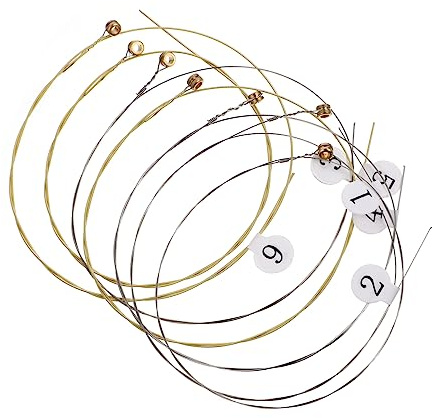 Leiersaiten Stahlsaiten für Harfe, Weihnachten Party | Ersatzteil für Lyre und Harfe, Goldfarben, Robustes Stahlset, 7 Stück, für Musiker und Anfänger