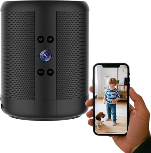 Speaker WiFi Camera, 2K Night Vision Security Camera with Motion Detection, Pet Nanny Camera with 4500mAh Battery for Home and Office,Easy to Use with Simple Operation