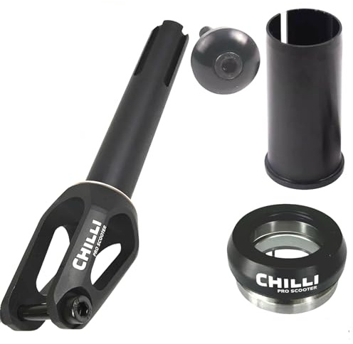 Chilli Pro Scooters Stunt-Scooter Fork Trick Roller Ersatz Tuning Gabel IHC I SCS I HIC passend für 100 I 110 I 120mm Rollen (Slim Cut HIC Set Schwarz)