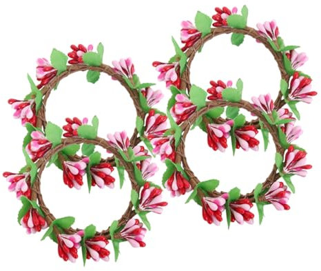 ZUNOXAZ 4piezas Anillos para Velas De Pascua Coronas De Candelabro Bayas Decoración De Fiesta para Casa