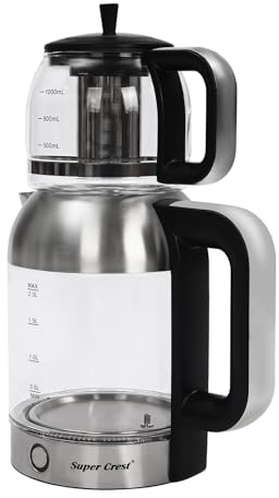 Türkische Teemaschine,1800W Teekocher,2L 25 * 16 * 26cm Fassungsvermögen des großen Wasserkochers & 1L 20 * 12 * 15cm Fassungsvermögen der kleinen Teekanne,65℃-100℃