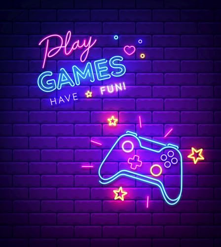 Sanders & Sanders Fototapete Neon Gaming Room Lila und Blau 250 x 279 cm