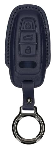 kwmobile Schlüsselhülle für Audi A6 A7 A8 Q7 Q8 3-Tasten Autoschlüssel Keyless Hülle Leder - Autoschlüssel Schlüssel Hülle - Schlüsselcover Schlüsselschutz in Dunkelblau