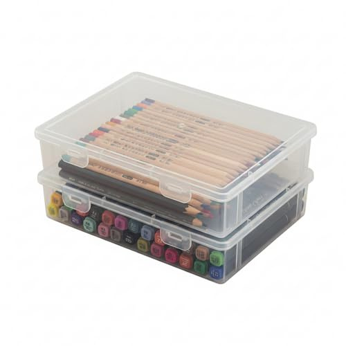 Aufbewahrungsbox mit Deckel, 2 Stück Dokumentenbox A4 Plastikbox mit Deckel | Aufbewahrungsbox A4 mit Verriegelbaren Deckeln für Dokumente Briefe Sammelalben Zeitschriften(31x22x5cm)