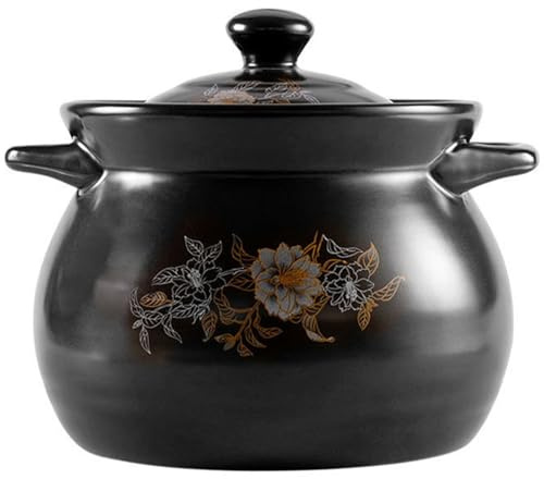 casseroles en terre cuite, Cocotte avec couvercle, en terre cuite résistante à la chaleur(4.2L/3.8Quarts)