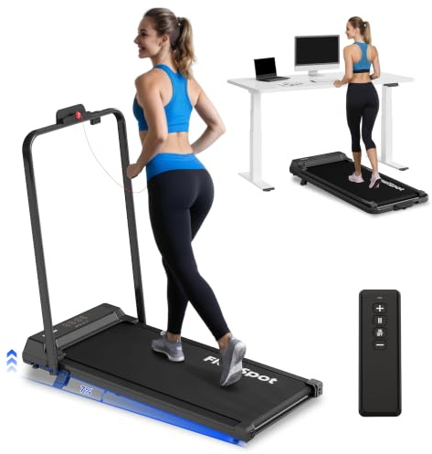FlexiSpot Laufband mit 7% Steigung, 1–12 km/h, klappbarer Handlauf, bis 140 kg belastbar, LED-Display mit Fernbedienung, Walking Pad für Zuhause & Homeoffice Dynamix Schwarz