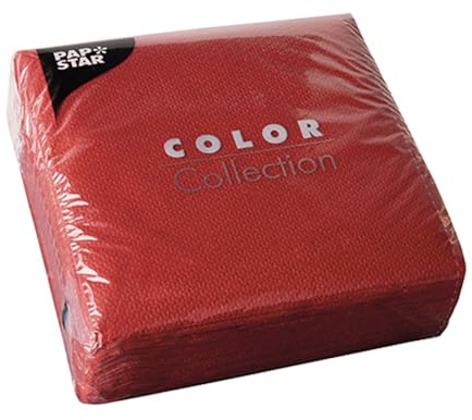 PAPSTAR 1 Karton = 12x100 Servietten, 1-lagig 1/4-Falz 33 cm x 33 cm rot 12304