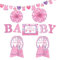 Amscan 241489 - Deko-Set Shower With Love, Baby Girl, Geburt, Dekoration, Babyparty