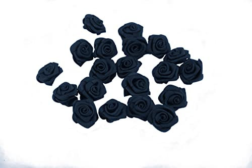 Creativery Satinrosen 2cm 20 Stück zum Basteln Dekorieren Verzieren - Farbauswahl - kleine Deko Rosen aus Stoff - Hochzeit Tischdeko Geschenkverpackung Scrapbooking Handarbeit Dekoideen Dunkelblau