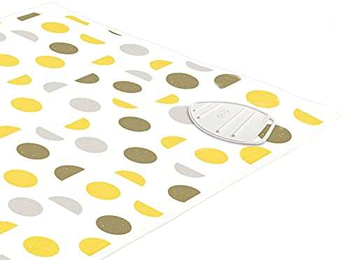 Encasa XO Tapis de Repassage 120x70 cm avec Rembourrage de 3mm & Repose-Fer Silicone pour Le Repassage à la Vapeur sur la Table ou Le lit-Couverture résistante à la Chaleur- Lune Jaune