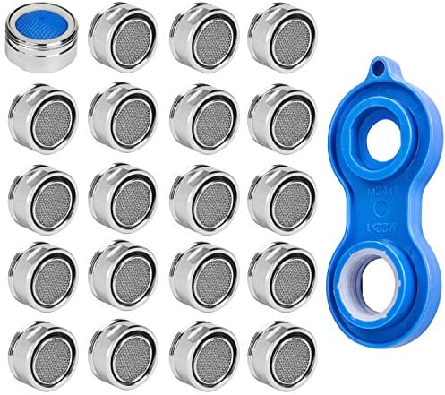Filtro Agua Grifo 20 Piezas Aireador Grifo para Ahorro de Agua, Filtro Grifo M24, Accesorios de Grifo Difusor Grifo Cocina, Filtro de Agua para Grifo de Cocina y Baño, con Junta y Llave de Montaje