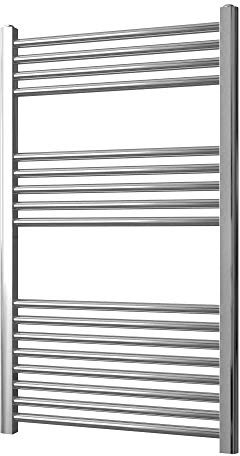 Greened House Chrome Straight Heated Towel Rail 600mm wide x 1000mm high Flat Central Heating Towel Radiator
