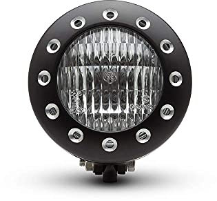 Motorrad 5 Scheinwerfer 12V 35W - Schwarzes Leichtmetall mit Gebohrte Blende für Individuell Retro Vintage Style Projekt Motorrad