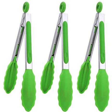 MSY BIGSUNNY Küchenzange – 17,8 cm Mini-Silikon-Servierzangen – Set von 3 (grün)