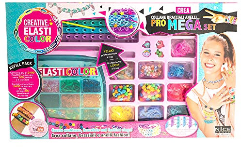 Elasticolor NEW - New Pro Mega Set for Making Necklaces, Bracelets, Rings with Professional Frame for Elastic Bands, Beads and Pendants-Nice Group 03002