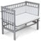 FabiMax 4674 Beistellbett Basic grau, inkl. Matratze Comfort und Nestchen graue Würfel