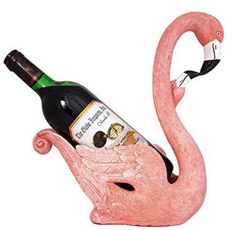 The Globe Imports Inc Pink Flamingo Wine Bottle Holder Tabletop Centerpiece