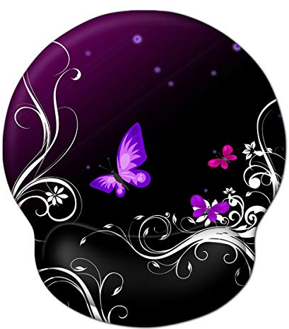 ToLuLu Mouse Mat Wrist Rest Support, Gel Ergonomic Mouse pads with Non Slip Rubber Base Memory Foam Support, Mouse Wrist Rest Pad for Laptop Computer Home Office Working Pain Relief, Purple Butterfly