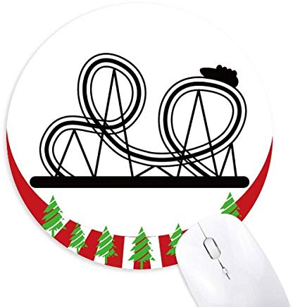 Black Roller Coaster Amusement Park Silhouette Round Rubber Mouse Pad Weihnachtsdekoration
