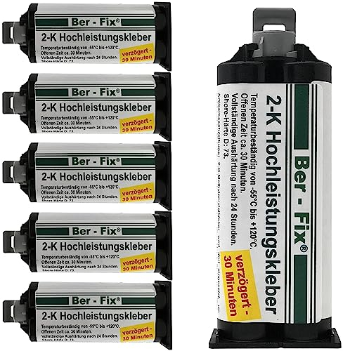 Ber-Fix 2K Hochleistungskleber 30 Min 2K Kleber Kunststoff 2K Metallkleber Extra Stark 6x 50g für Kartuschenpresse