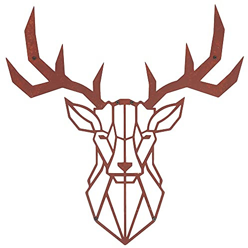 Hansmeier Hirsch-Wanddeko - Metall Rost-Optik - 75 x 75 cm - Wasserfest, schlicht, modern - Für Außen und Innen - Dekoration im Industrial Style