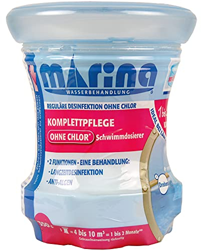 Langzeit-Schwimmdosierer ohne Chlor für Pools von 4m³ bis 10m³, kein Skimmer, Dosierer notwendig, Komplettbehandlung bis zu 2 Monate