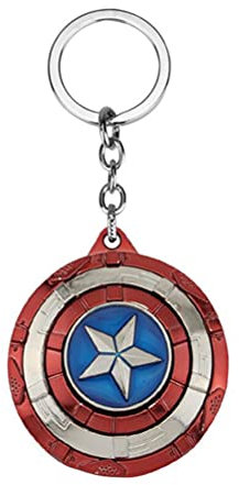 Porte-clés Amérique, Bouclier Spinning pour Homme Femme, Rouge, L