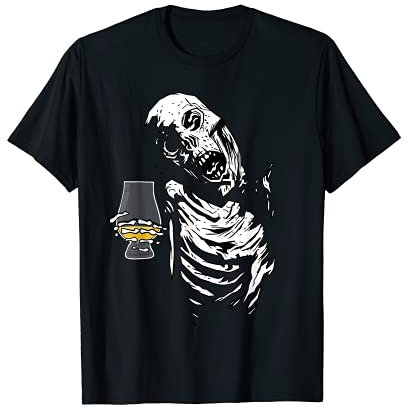 Bicchiere di whisky scozzese bevitori zombie Halloween whisky Maglietta
