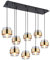 Globo Balkenpendelleuchte MILLEY 8-flammig mit Rauchglas und Messingringen, 103cm