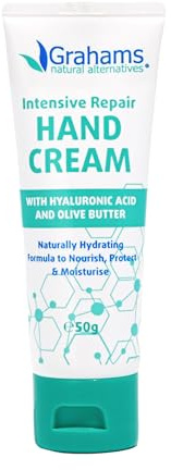 Grahams Natural Intensive Hand Cream - Mit Vitamin E - Handcreme für Sehr Trockene Hände & Haut, die zu Ekzemen Neigt - Pflege für Trockene & Rissige Fingerspitzen - Natuurlijk, Nicht Fettend, 50 g