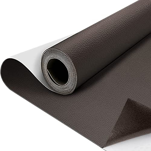 SZMMG Kunstleder selbstklebend 60 * 300cm Dunkelbraun selbstklebende PU-Folie Möbel, Küchenschränke,Wand,sofa,Lederreparatur,Lederoptik,Dekofolie,Möbelfolie,Tapete,DIY,Kunstleder,Lederreparatur